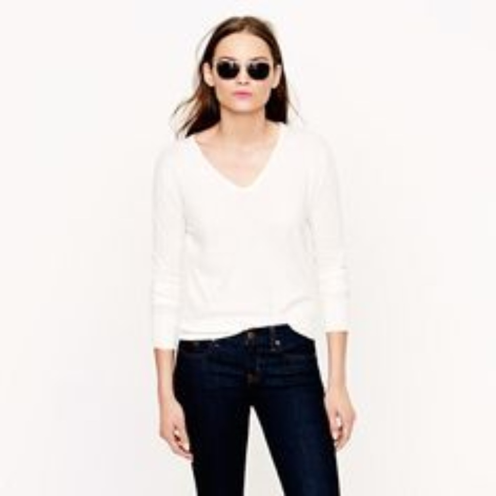 J.CREW 100% Cotton Featherweight V Neck Sweater XS